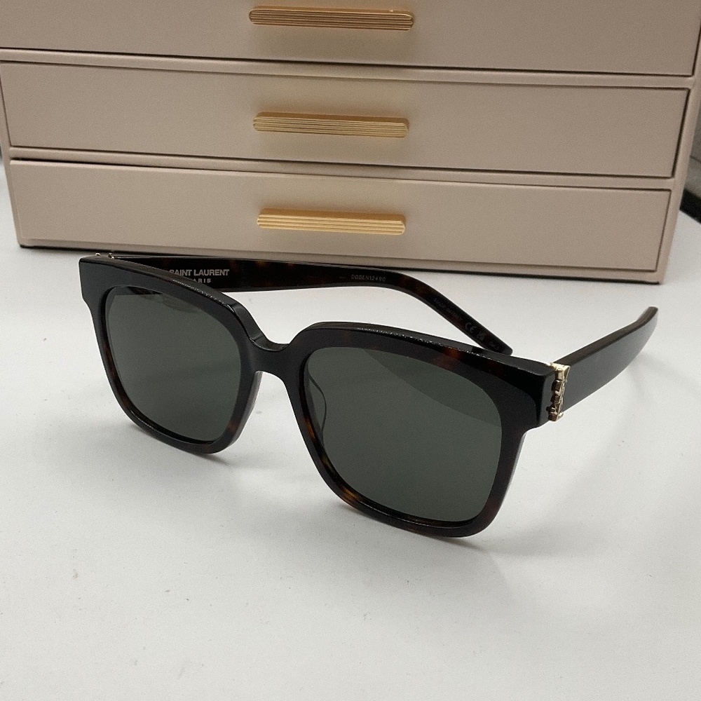 Saint Laurent Square Monogram Sunglasses SL M40 004 Havana 54mm YSL - Picture 3 of 9